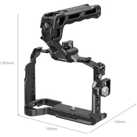 SmallRig 6025 - zestaw (klatka, uchwyt górny, zacisk kabla HDMI) do Sony Alpha 7 V / 7R V / 7 IV - wymiary